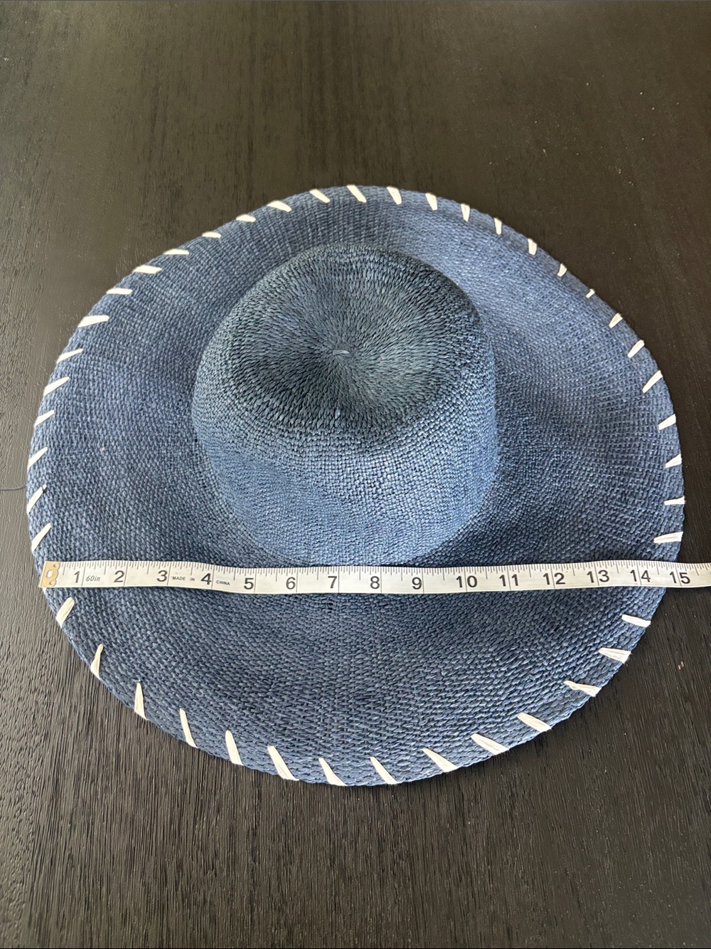 Vineyard Vines Navy Straw Sun Hat with white stitching - Picture 2 of 6